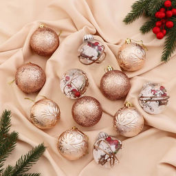 Ёлочные игрушки Зимушка, шары новогодние, набор 12 шт., d=6 см, золотистый