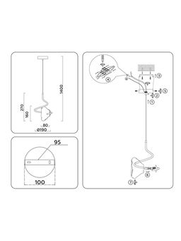 Светильник подвесной LH15001, 1хG9, 40Вт, d19 h140 см, чёрный