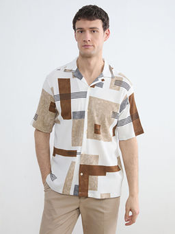 Regular Fit Geometrik Desenli Erkek G?mlek