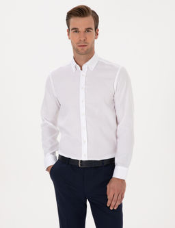 Beyaz Slim Fit Uzun Kollu Basic G_mlek