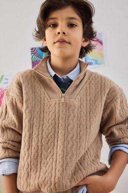Yar_m Fermuarl_ __i Yumu_ak T_yl_ Sweatshirt Erkek _ocuk