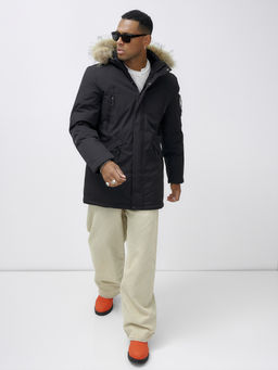 Парка мужская зимняя удлиненная с мехом черного цвета 606_1Ch - Mtforce фото 13
