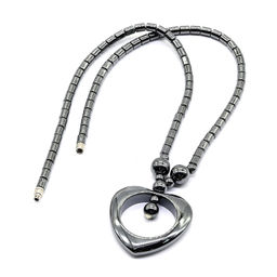 Бусы из гематита с подвеской сердечко 35*35мм, 42см