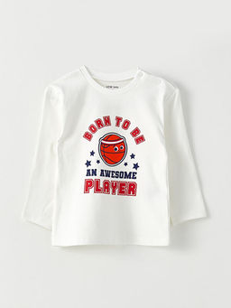 Bisiklet Yaka Uzun Kollu Bask?l? Pamuklu Erkek Bebek Ti??rt 2li - Waikiki фото 3