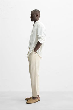 COTTON-LINEN RELAXED FIT TROUSERS - Zara фото 14