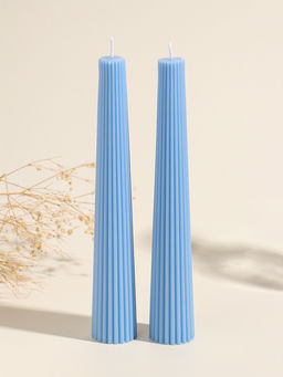 Набор свечей, 3.5х23 см, 2 шт "Башня" тёмно-синий 4х9,5х25 см
