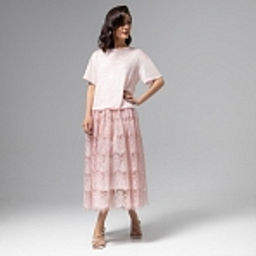 Платье комбинированное с кружевом, Доведу до мечты (soft pink) - Charutti фото 13