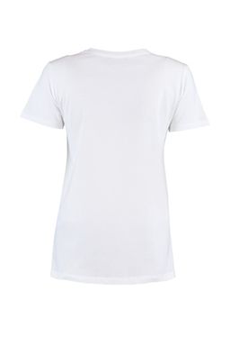 Beyaz %100 Kal?n Pamuklu Y?ld?z Bask?l? Regular/Normal Kal?p Orme T-Shirt TWOSS20TS0757