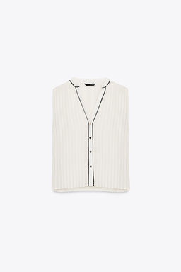 CONTRAST TRIM PLEATED BLOUSE - Zara фото 14