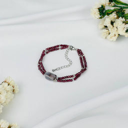 Браслет двойной из Граната и ботсванского Агата 16 см +