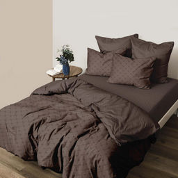 КПБ 2.0 - люкс перкаль "Fine Line" с простынью на резинке (50х70) рис. 50118-1/50168-3 Мокко Art new