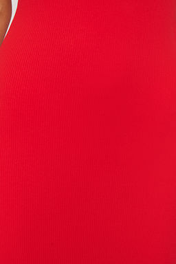 TRENDYOLMILLA Murdum Vucuda Oturan Kare Yaka Fitilli Esnek Orme Maxi Kalem Elbise TWOSS24EL00590  фото 17