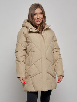 Зимняя женская куртка модная с капюшоном светло-коричневого цвета 52361SK - Holdluck фото 8