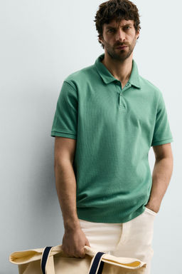 POLO REGULAR FIT ESTRUCTURA / Verde fuerte - Zara фото 5