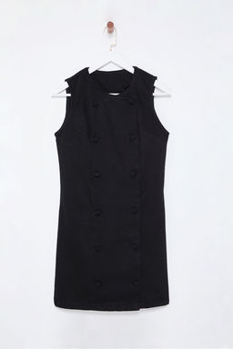 Trendyolmilla Siyah Dugme Detayl? Kruvaze Mini Denim Elbise TWOSS25EL00009
