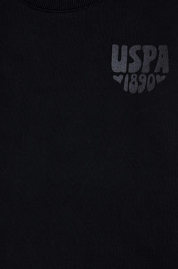 K_z _ocuk Siyah Simli Bask_ Detayl_ Bisiklet Yaka Basic Sweatshirt Sepette S_rpriz _ndirim - U.s. polo assn фото 5