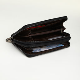 Портмоне-клатч мужской TEXTURA, с ручкой, чёрное