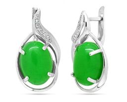 Серьги из серебра жадеит, СПН4063