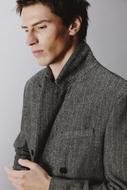 HERRINGBONE WOOL BLEND SUIT BLAZER - Zara фото 14