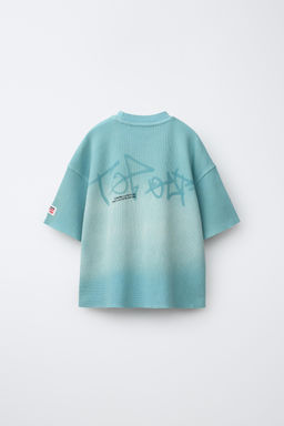 CAMISETA WAFFLE ESTAMPADO GRAFFITI / Celeste - Zara фото 2