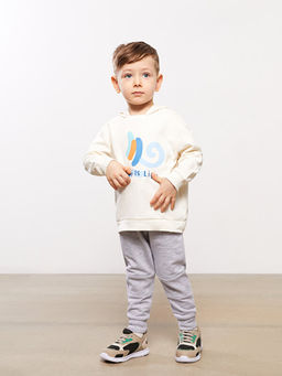 Kap??onlu Uzun Kollu Bask?l? Erkek Bebek Sweatshirt - Waikiki фото 3