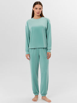 Комплект женский велюровый зеленый