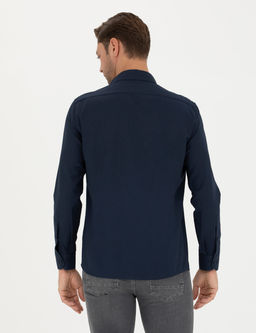 Lacivert Slim Fit Uzun Kollu G_mlek