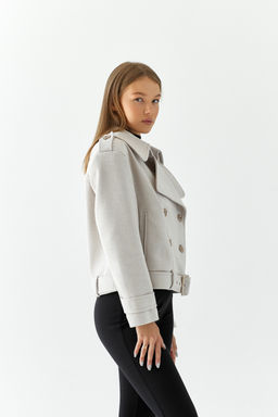 Полупальто женское демисезонное 25999 (пепельный/ёлочка) - Kankan фото 37