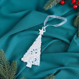 Цена за 2 шт. Ёлочная игрушка Зимнее волшебство. Ёлка нарядная блестящая, 714 см, белый