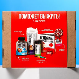 Гифтбокс Аптечка: чай чёрный с лимоном 50 г., драже 80 г., молочный шоколад 20 г., термостакан 350 мл., леденец 15 г. - Simaland фото 8