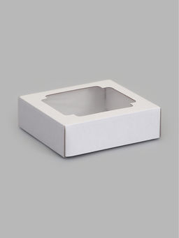 Цена за 5 шт. Коробка складная, крышка-дно,с окном, белая, 15 х 15 х 5 см