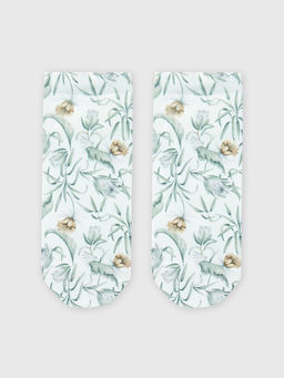 Цена за 5 пар! Носки женские белые с рисунком в виде цветов сухоцветов - Mark formelle фото 3