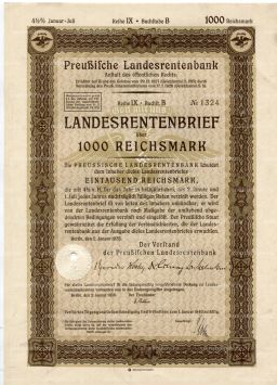 Облигация 4,5% 1000 рейхсмарок 1935 года Германия