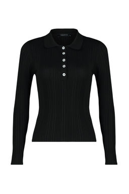 Ekru Merserize Gorunumlu Polo Yaka Fitilli Triko Kazak TWOAW21KZ0773 - Trendyolmilla фото 9