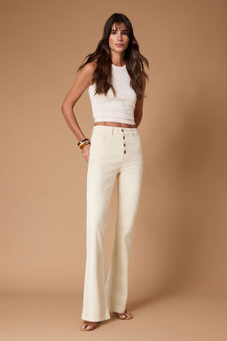 Kahverengi Dugme Detayl? Yuksek Bel Comfort/Esnek Ispanyol Paca Flare Jeans TWOSS26JE00038 - Trendyolmilla фото 8