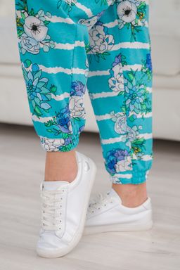 Брюки женские из футера Забава маки на ментоле - Амадэль фото 2