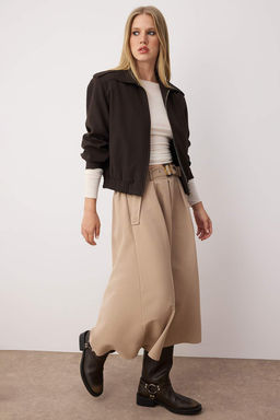 Bej Kemerli Dokuma Midi Etek TWOAW26ET00034 - Trendyolmilla фото 3