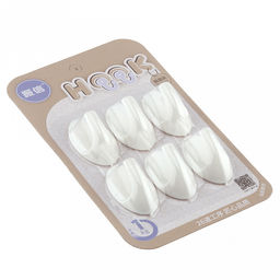 Крючок на липучке "Мини" пластмассовый, 6 штук 2,5х4,4х2,3см, в блистере, цвета микс (Китай)