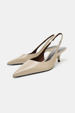 SLINGBACK KITTEN-HEEL SHOES WITH STRAP - Zara фото 6