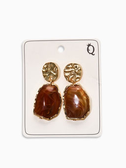 Серьги "Стиль камня", цвет коричневый в золоте