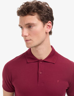 Bordo Slim Fit %100 Pamuk K_vr_lmaz Polo Yaka Basic Ti__rt