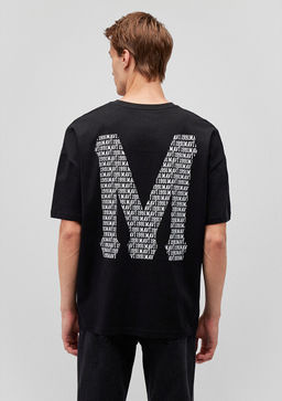 M S?rt Bask?l? Siyah Tisort - Mavi фото 5