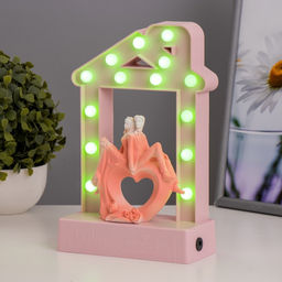 Фигурка светящаяся RISALUX Влюбленные, 14хLED, ночник, 4000 К, USB, 3?АА, розовый, 24.5?7?15.5 см