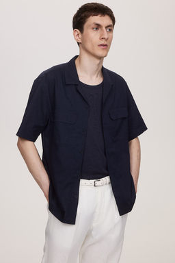 Camisa cargo en mezcla de lino Regular Fit