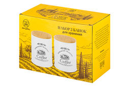 Набор 2 банок д/хранения 1,1 л 11*11*13,8 см "Coffee", с бамбук.крышками