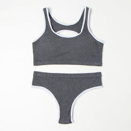 Комплект нижнего белья женский (топ, трусы) Collorista, тёмно-серый, размер 44-46