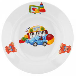 Тарелка глубокая фарфоровая "Любимые игрушки" д200мм, 250мл, h40мм (Россия)