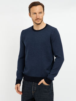 джемпер мужской темно-синий с добавлением шерсти - Glenfield фото 5
