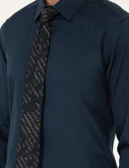 Lacivert %100 Pamuk Parlak Saten Slim Fit Uzun Kollu Basic G_mlek