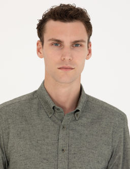 Рубашка Pierre Cardin Slim Fit с длинным рукавом зеленая